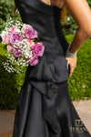 Straight Neckline Draped Bow Gown - 2111P4019