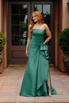 Straight Neckline Draped Bow Gown - 2111P4019