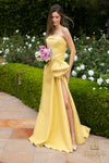 Straight Neckline Draped Bow Gown - 2111P4019