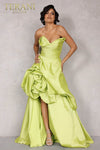 Ruffle peplum evening dress