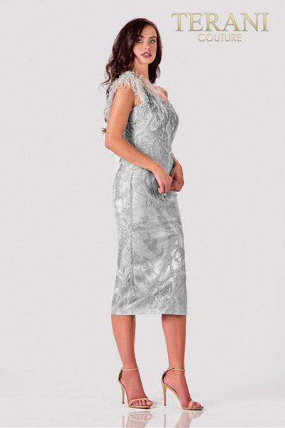One Shoulder Silver Cocktail Dress - 2111C4557