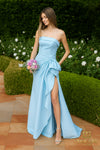 Straight Neckline Draped Bow Gown - 2111P4019