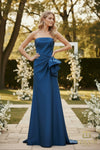 Straight Neckline Draped Bow Gown - 2111P4019