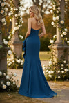 Straight Neckline Draped Bow Gown - 2111P4019