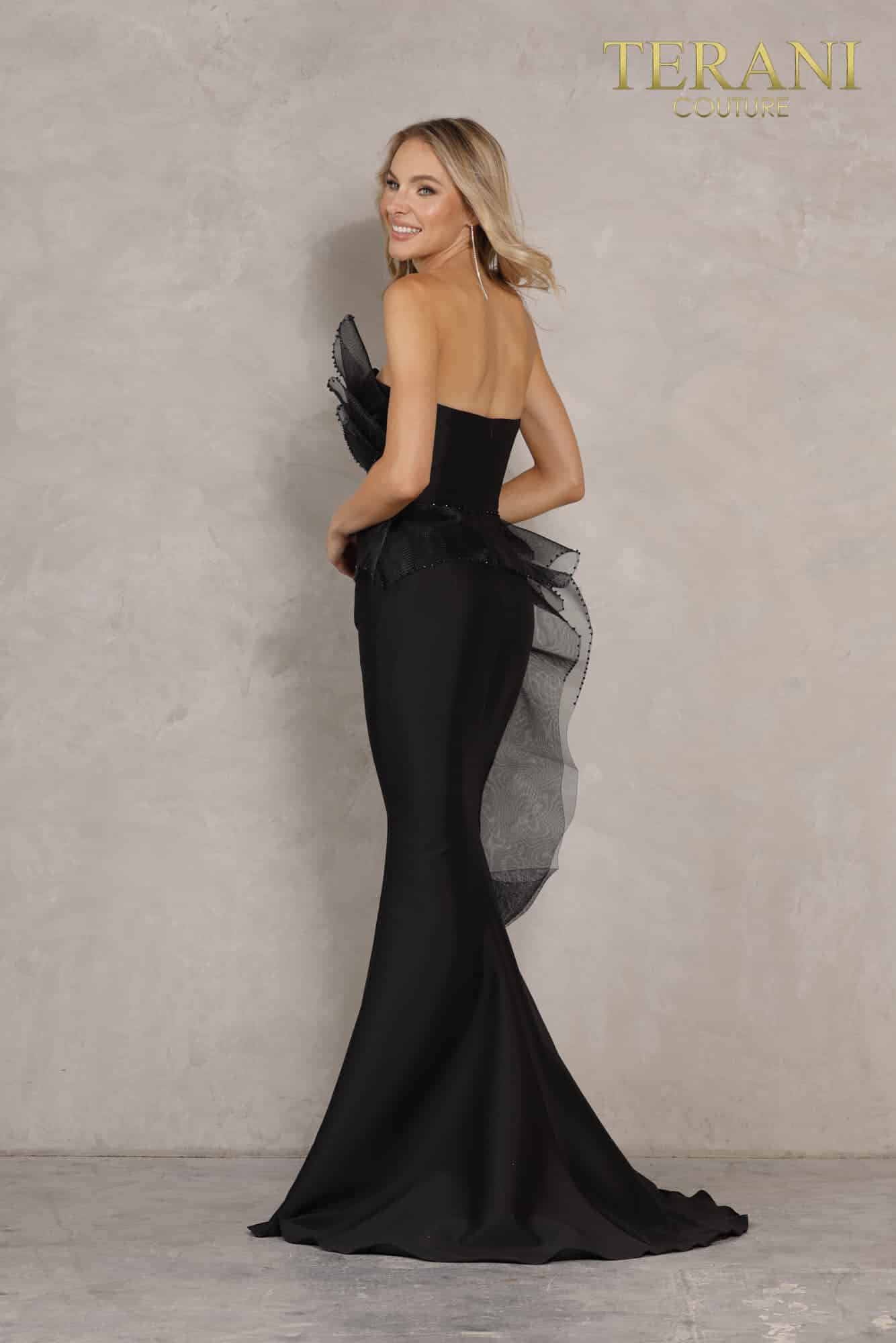 Black Strapless Sweetheart Trumpet Wedding Dress - 2112E4961