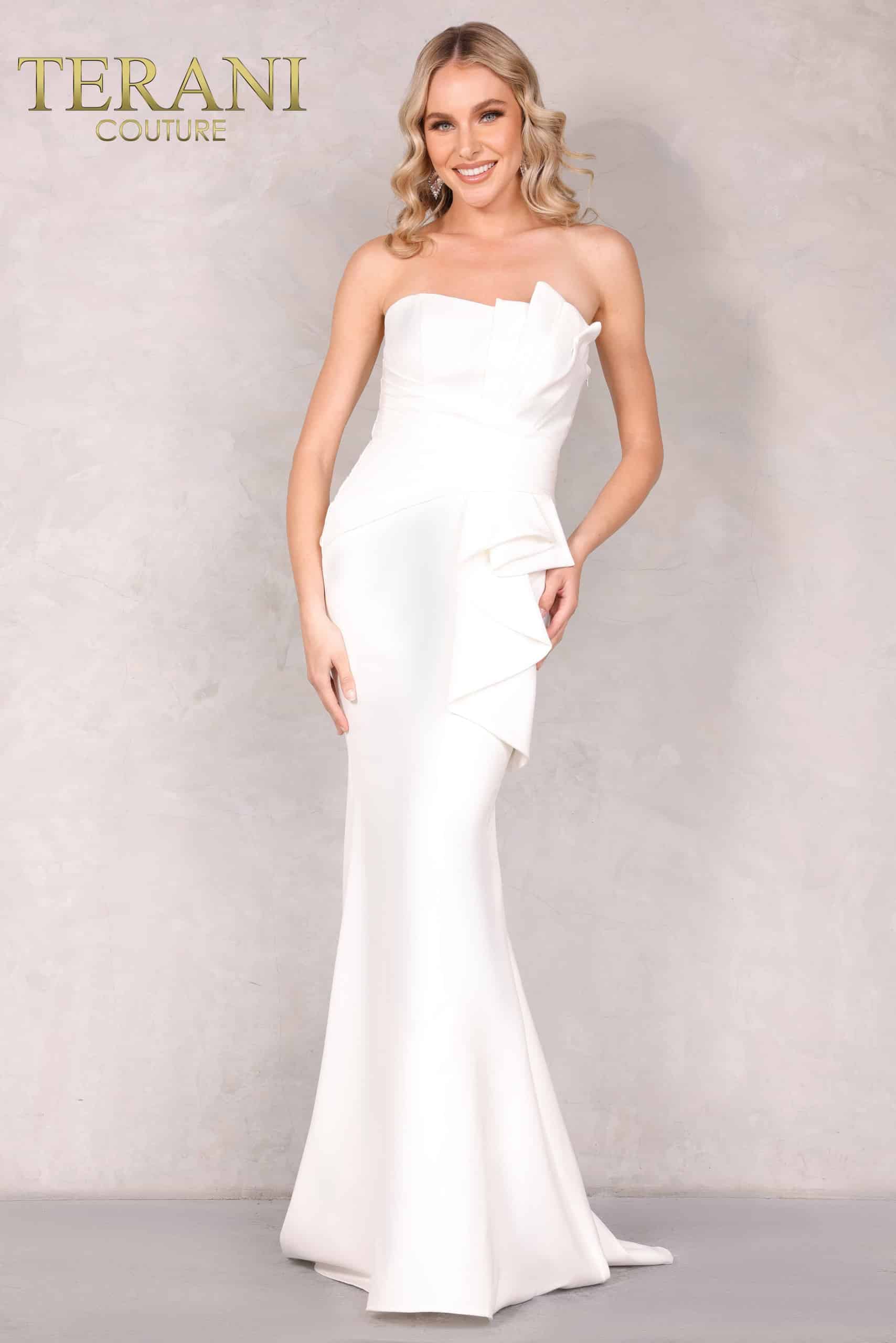 Terani Simple Strapless Dress with Peplum - Strapless Peplum Dress 2214E0165