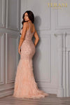 Spaghetti Strap Heavy Beaded Long with Feather - 2215GL0102