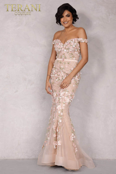 Blush Multi Long Beaded Tulle Dress - 2221GL0424