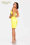 Strapless mini cocktail dress with pleated corset- 231C0240