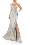 Sleeveless Formal Floor Length Gown in Navy- 231E0253