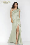 One Shoulder with High Slit Ruffled Dress - 231E0309