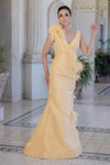 Sleeveless Mermaid Gown with Feather Details- 231E0314