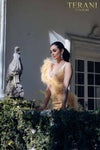 Sleeveless Mermaid Gown with Feather Details- 231E0314