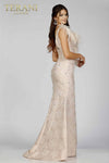 Sleeveless Mermaid Gown with Feather Details- 231E0314