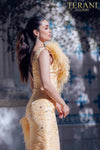 Sleeveless Mermaid Gown with Feather Details- 231E0314