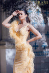 Sleeveless Mermaid Gown with Feather Details- 231E0314
