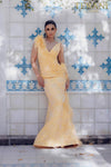 Sleeveless Mermaid Gown with Feather Details- 231E0314
