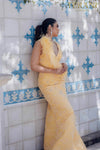 Sleeveless Mermaid Gown with Feather Details- 231E0314