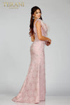 Sleeveless Mermaid Gown with Feather Details- 231E0314