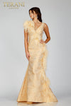 Sleeveless Mermaid Gown with Feather Details- 231E0314