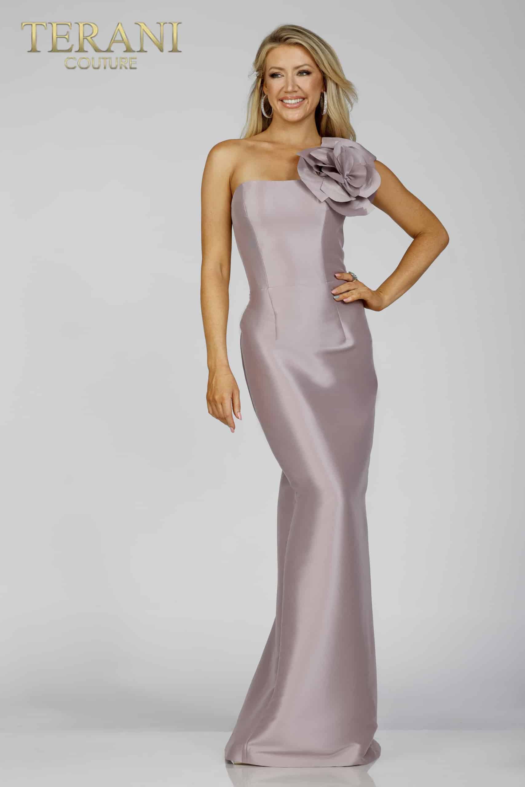 3D Flower Embellished Evening Gown- 231E0319