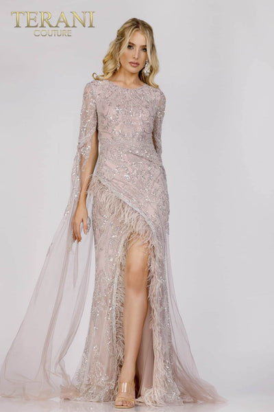 Luxury Couture Gown with Cape Sleeves - 231E0494