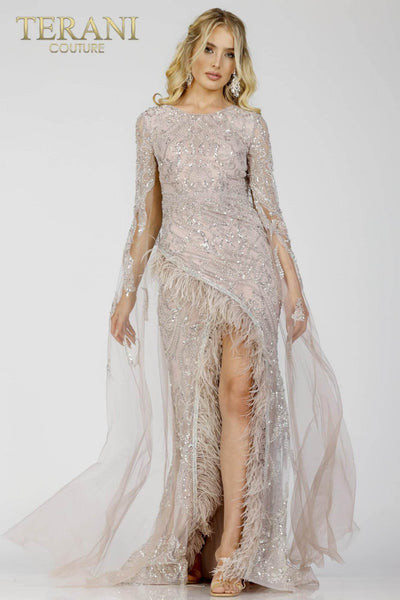 Luxury Couture Gown with Cape Sleeves - 231E0494
