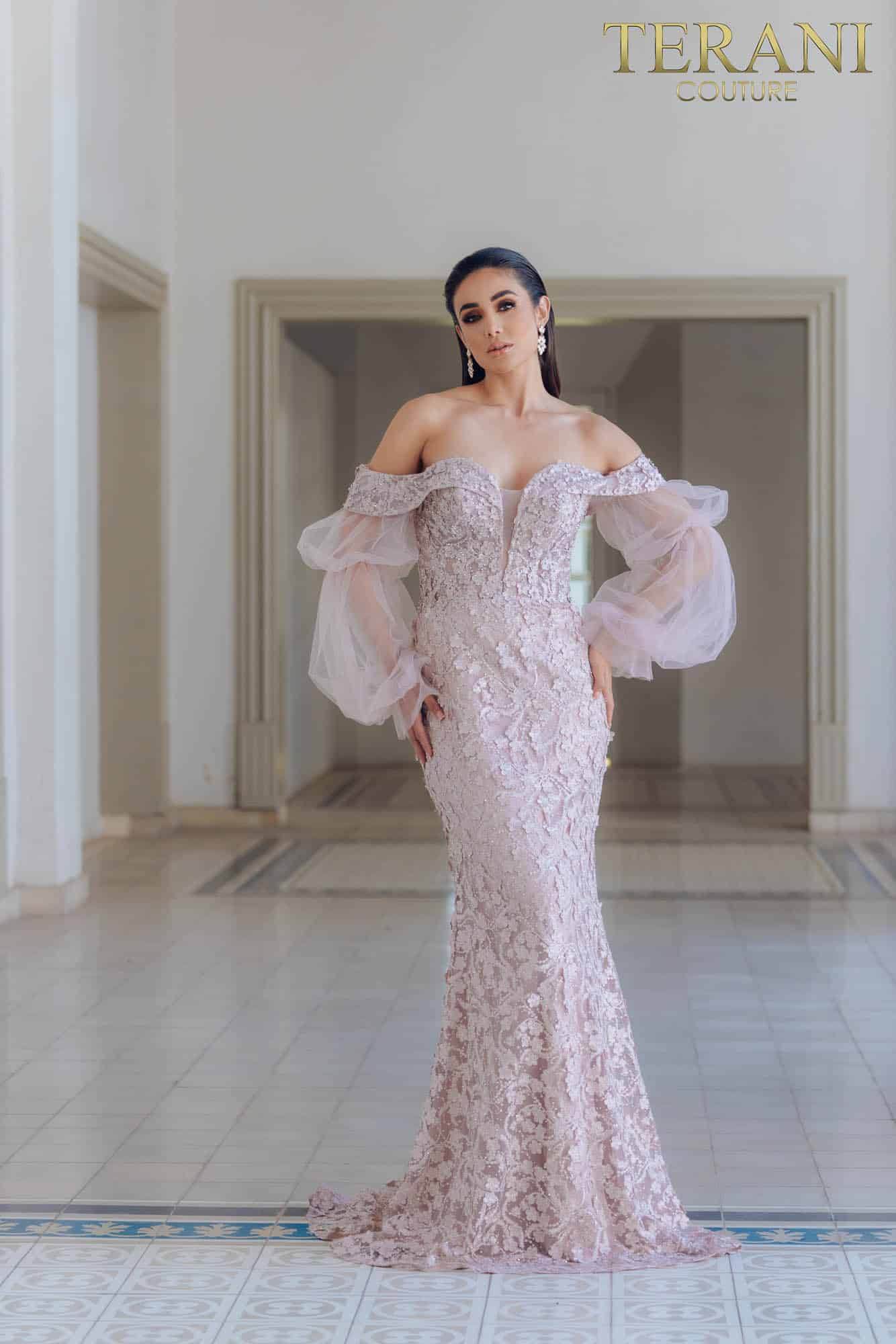 Long Evening Mermaid Lace Dress- 231E0515