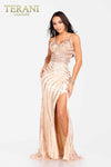 High Slit Long Evening Gown with Spaghetti Straps - 231E0516
