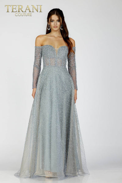 Off-Shoulder Tulle Evening Gown - 231E0519