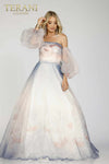 Strapless Print Mikado Evening Dress in Multi-231E0522