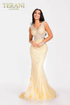 Embellished Tulle Evening Gown in Yellow- 231E0620
