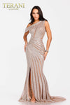 Taupe One Shoulder Luxury Evening Dress- 231E0621