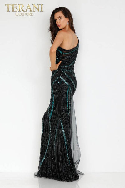 Luxury one-shoulder cape dress- 231GL0390