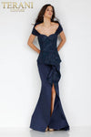 Navy mother-of-the-bride dress with high slit - 231M0333
