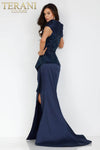 Navy mother-of-the-bride dress with high slit - 231M0333