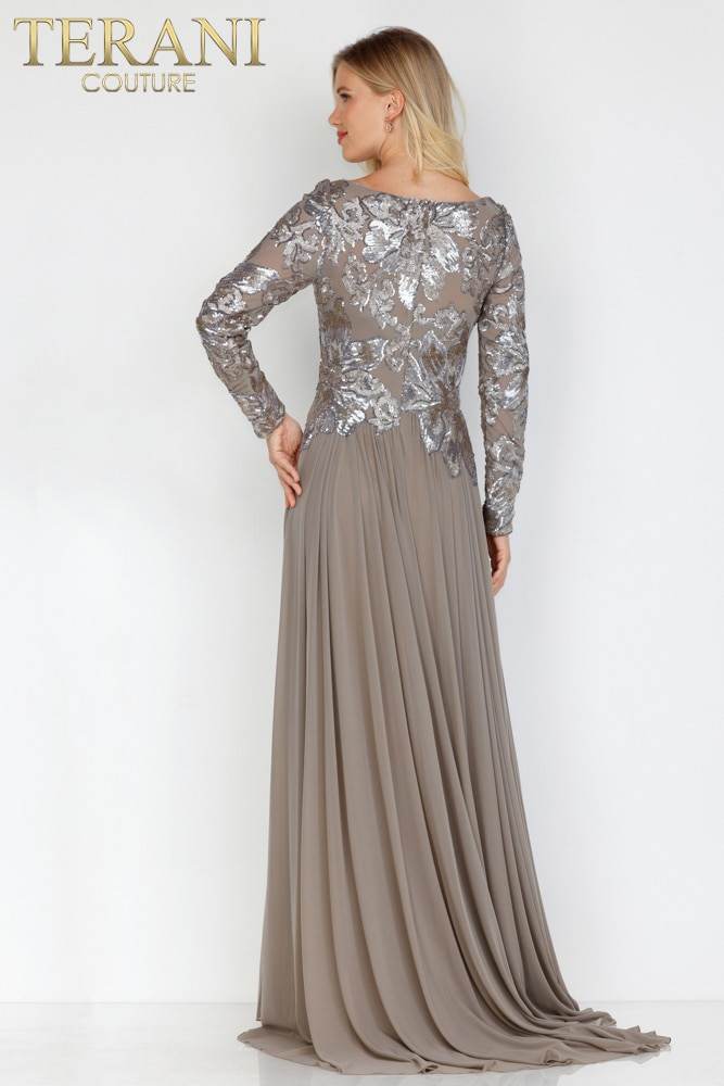 Mother of the Bride Maxi with Sequin Mesh Bodice- 231M0355