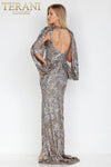 Formal Sequin Dress with Open Slit Sleeves - 231M0356