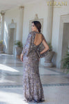 Formal Sequin Dress with Open Slit Sleeves - 231M0356