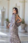 Formal Sequin Dress with Open Slit Sleeves - 231M0356