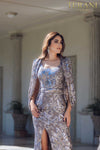 Formal Sequin Dress with Open Slit Sleeves - 231M0356
