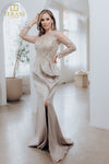 Plus Size Mother of the Bride Gown with Peplum – 231M0482