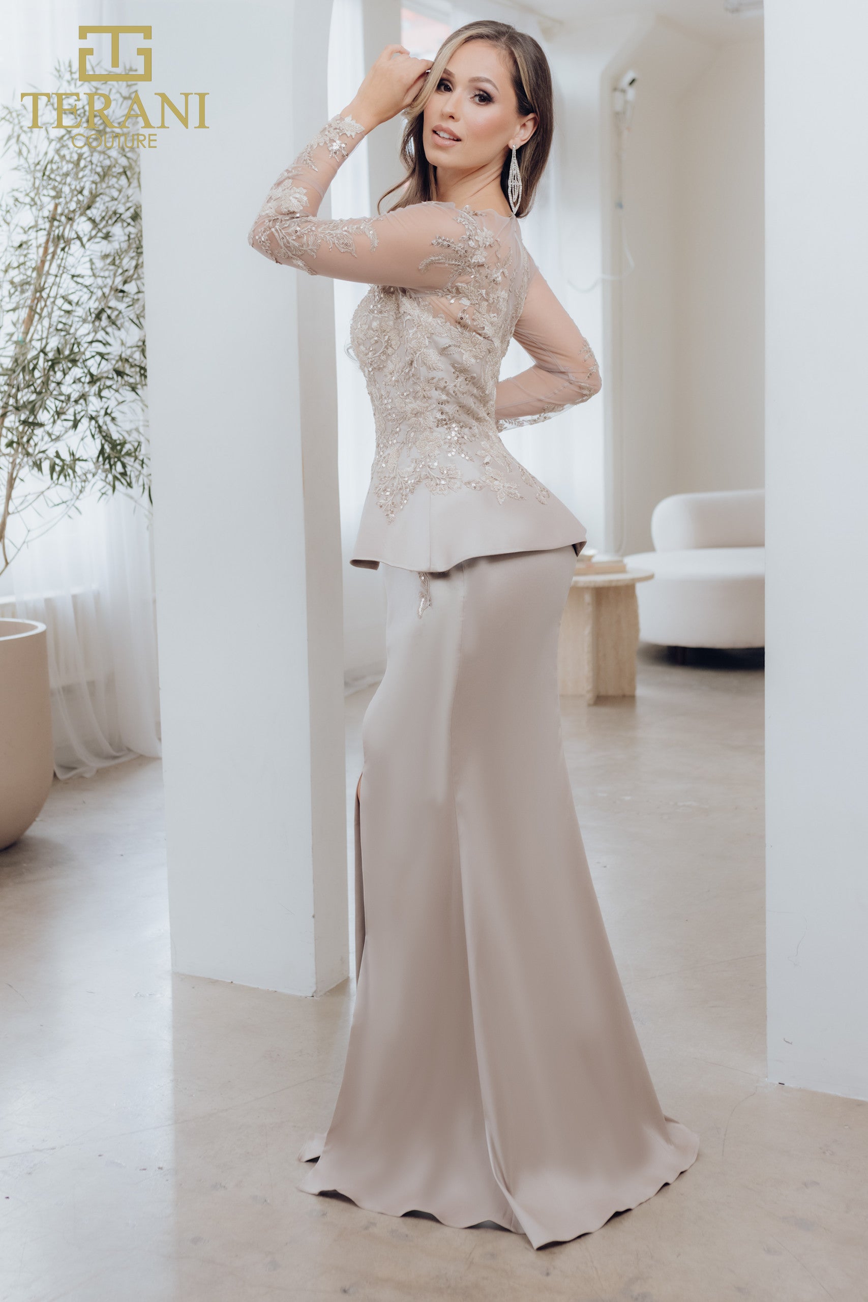 Mother of the Bride Gown with Peplum - 231M0482 Mother of the Bride Gown with Peplum - 231M0482