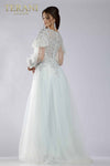 Silver Cap sleeves dress with pleated flare - 231M0489