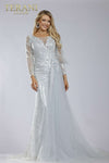 Ice Blue Dress with One Side Detachable Train - 231M0490