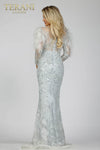 Silver Fishtail Embellished Gown with Fur Style - 231M0491