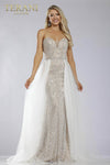 Detachable train prom gown with deep V-neck - 231P0029