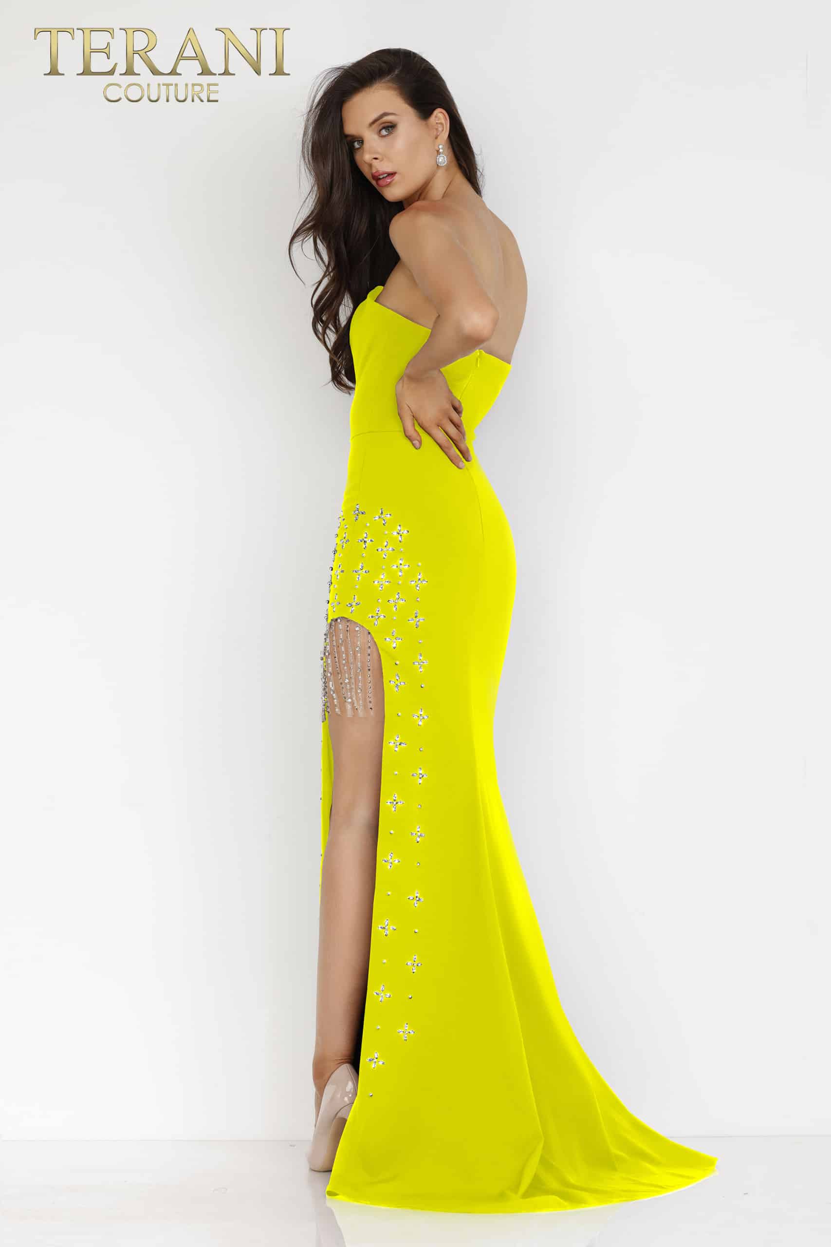 Black stylish Side Slit Gown - 231P0031