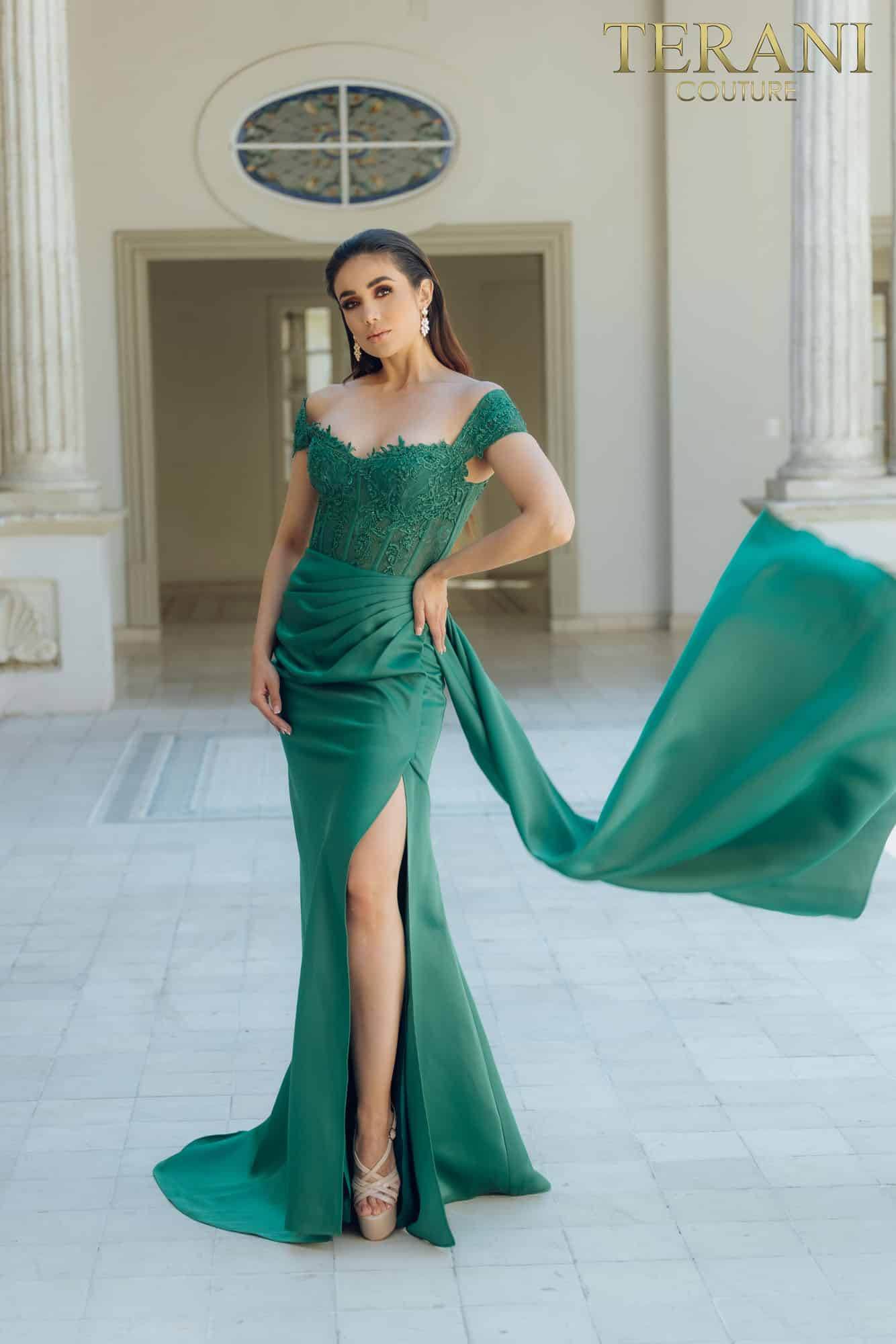 Off-Shoulder Extra Flare Prom Gown - 231P0061