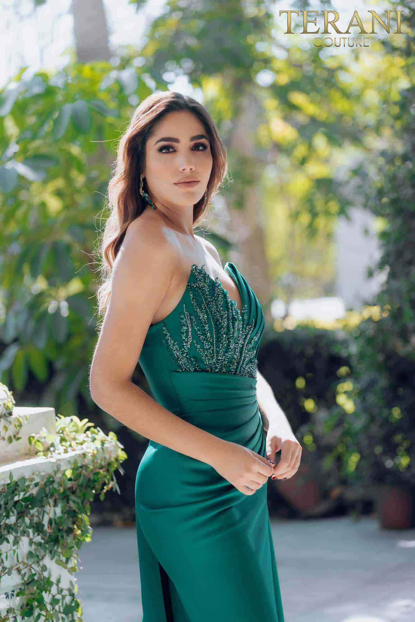 Spaghetti strap with ruched waist prom gown - 231P0062 Spaghetti strap with ruched waist prom gown - 231P0062